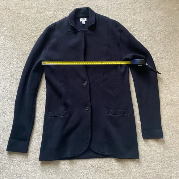 J Crew Sweater Knit Blazer Black 100% Cotton Button Front Black Size Small - Picture 4 of 8